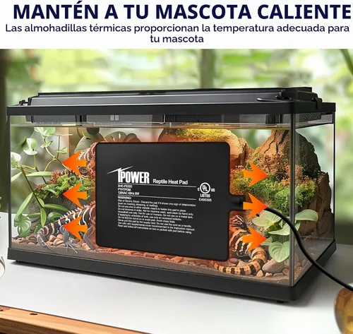 Vista 5 de iPower Almohadilla de Calor para Reptiles de 6 x 8 Pulgadas, 8 W, Calentador de Terrario Debajo del Tanque, Alfombrilla Calefactora para Tortuga