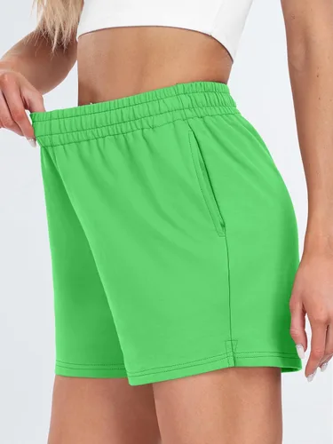 Vista 51 de AUTOMET Pantalones cortos deportivos para mujer, estilo casual, con cordón, cómodos, elásticos, de cintura alta, con bolsillos
