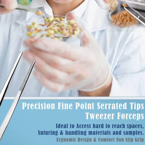 Vista 3 de A2Z Pinzas de laboratorio de bayoneta de precisión microquirúrgica de 6 pulgadas con puntas dentadas finas, pinzas de pulgar multiponen de acero