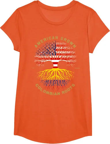 Vista 69 de Camiseta de regalo con la bandera de Estados Unidos con árbol de raíces colombianas