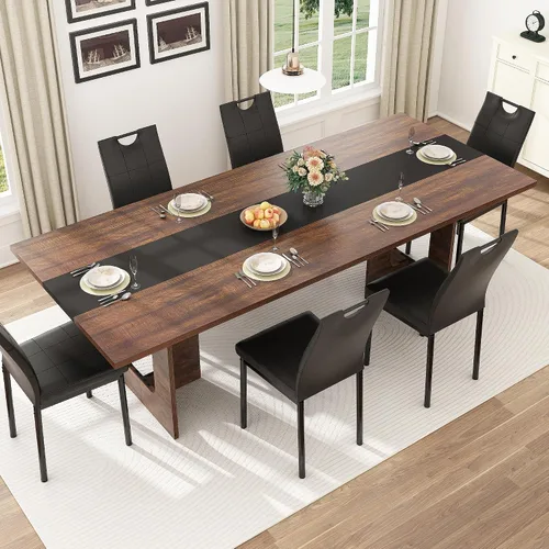 Vista 10 de Squireewo 70IN- Mesa de comedor para 6 personas, impermeable, gruesa