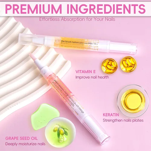 Vista 2 de 2 bolígrafos de aceite de cutícula para uñas, bolígrafo de aceite de uñas para cuidado de uñas, aceite de cutícula para uñas con lima de uñas Sabor