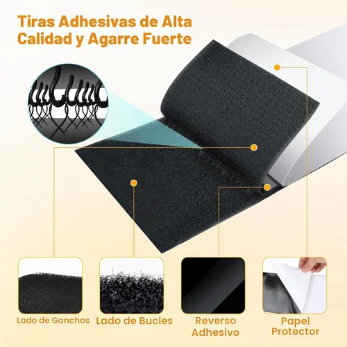 Vista 3 de 10 pies x 4.4 pulgadas de tiras autoadhesivas, cinta adhesiva de montaje de respaldo resistente de nylon, cintas de montaje de tela para costura