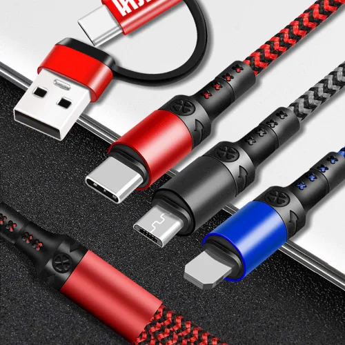 Vista 5 de Travel Essentials, cable de carga múltiple USB C [3 unidades de 4 pies] 6 en 1 USB A/C a USB C/Micro USB, cable de carga múltiple para teléfono