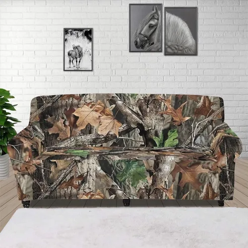 Vista 23 de ZOUTAIRONG Fundas elásticas para sofá con estampado de ramas de camuflaje 3D para sofá, funda para muebles de un solo cojín, decoración del hogar u
