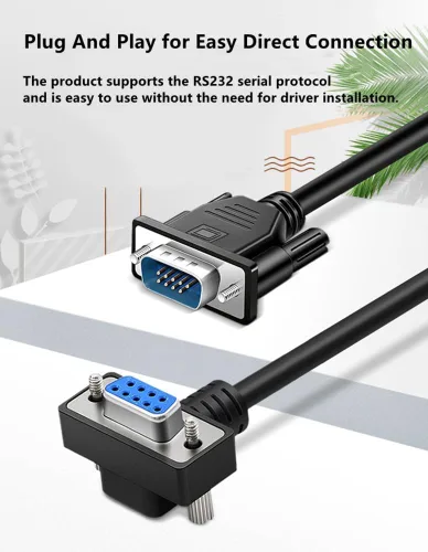 Vista 4 de DB9 Cable de puerto serie RS232 Cable de ángulo recto hembra a conectores macho rectos (3.3 ft)