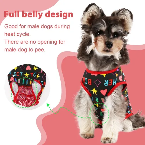 Vista 4 de Etdane Pañales para perros, bragas sanitarias, camisas de período fisiológico, trajes de recuperación quirúrgica para perros machos y hembras, Negro
