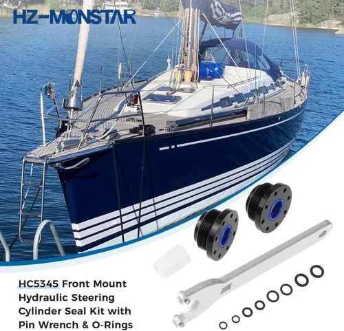 Vista 4 de HC5345 Kit de sellos, HS5157 Kit de sello de cilindro de dirección hidráulica de montaje frontal con llave de pasador y juntas tóricas, compatible