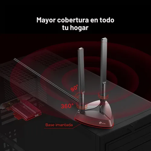 Vista 4 de TP-Link Tarjeta WiFi 6 AX3000 PCIe WiFi (Archer TX3000E), hasta 2400 Mbps, Bluetooth 5.3, 802.11AX Adaptador inalámbrico de doble banda con MU-MIMO