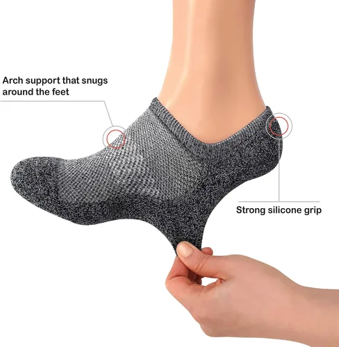 Vista 4 de MONFOOT 5 pares de calcetines antideslizantes acolchados para mujer y hombre, paquete múltiple