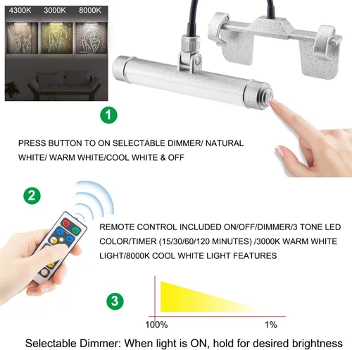Vista 16 de LUXSWAY - Iluminación LED inalámbrica para marcos de fotos, iluminación recargable para exhibición de arte, clip para cuadros, luces para sobre