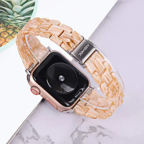 Vista 2 de JOYOZY Correa de resina de moda compatible con Apple Watch 9/8/7/6/5/4/3/2/1, correa iWatch con hebilla de acero inoxidable para Apple Watch