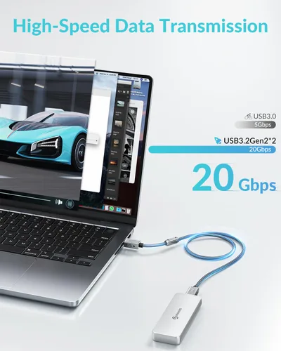 Vista 2 de PHIXERO Cable USB C a USB C de 240 W, aleación de zinc, 20 Gbps, 1.6 pies, negro
