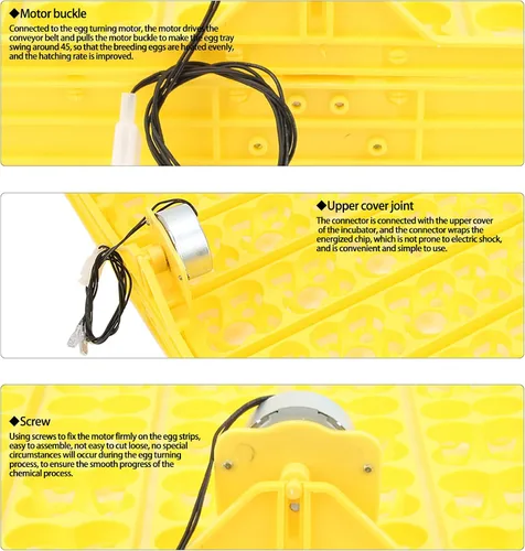 Vista 2 de Pssopp Bandeja automática de giro de huevos, mini incubadora de incubadora, herramienta automática de giro de huevos con motor para pollo, pato