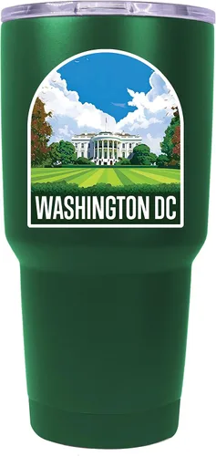 Vista 33 de Washington, D.C. Souvenir - Vaso aislado de acero inoxidable, 24 onzas, color negro, A