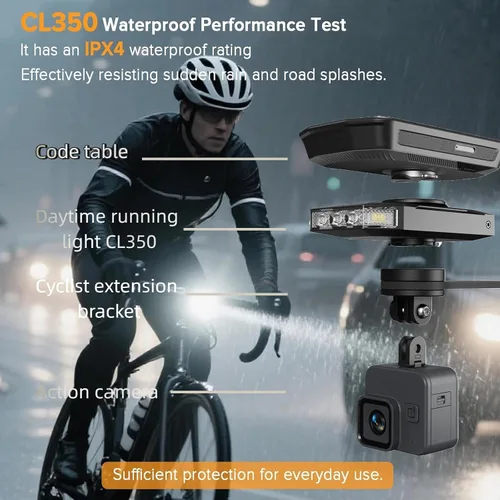 Vista 2 de CL350 - Luz delantera de bicicleta para conducción nocturna durante el día, 4 modos de 4000 mAh USB recargable, encendido/apagado automático