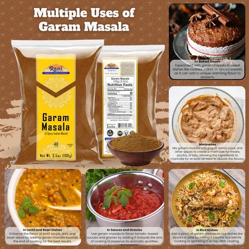 Vista 5 de Rani Garam Masala Mezcla india de 11 especias 3.5 oz (100 g) ~ Todo natural, sin sal Vegano Sin colores Apto para gluten Sin OMG Kosher