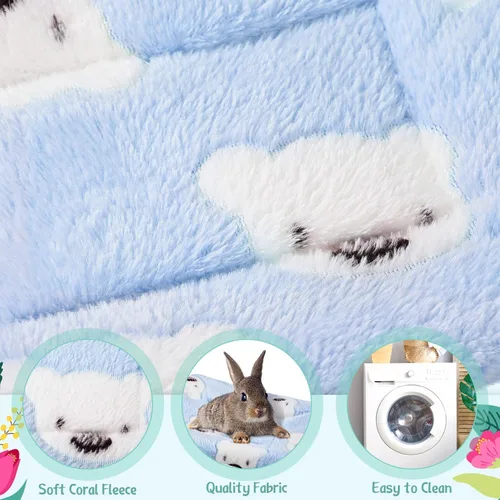 Vista 3 de Jetec - Juego de 2 alfombrillas para cama de conejillo de indias, lindo color, patrón de oso Warm Small Animal Stuff, Soft Fleece for Hamster