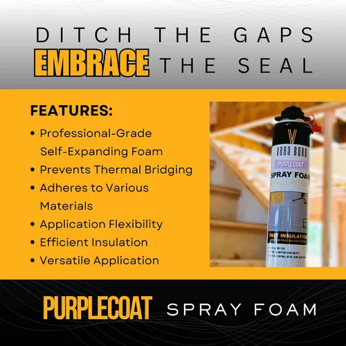 Vista 6 de Purplecoat Sistema de espuma de celda cerrada (1 paquete + limpiador) Self Expanding Insulation, R-5.66 Thermal Value, 29 Oz Cans, 20 Board Feet