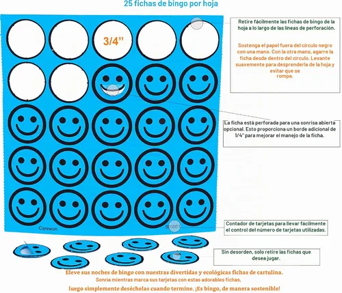 Vista 2 de 1000 fichas de bingo, azul, 3/4 pulgadas, fichas de conteo, contador de matemáticas, reutilizables o desechables