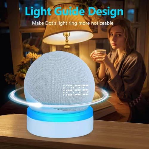 Vista 3 de ZUOLACO Soporte de mesa para Echo Dot 5ª generación, soporte de escritorio para Echo Dot 4ª/5ª generación, soporte base con guía de luz, accesorios