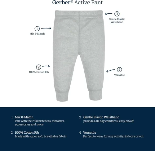 Vista 6 de Gerber Baby Boys' Multi-Pack Pants