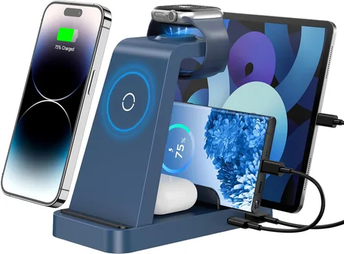 Vista 12 de Cargador inalámbrico para iPhone - Estación de carga 5 en 1 para múltiples dispositivos Apple: Soporte de carga rápida inalámbrica para iPhone 17