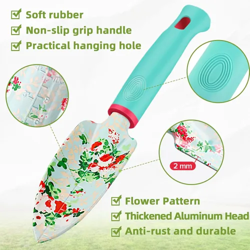 Vista 4 de Juego de Herramientas de Jardín WANCHI de 10 Piezas de Servicio Pesado Juego de Herramientas de Jardín Florales Regalos de Jardinería para Mujeres