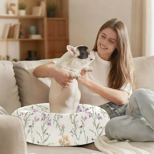 Vista 8 de Pet Dog Beds Anti-Slip Fluffy Dog & Cat Cushion for Small Size Pets Sleeping XS Retro Snapdragon Neutral