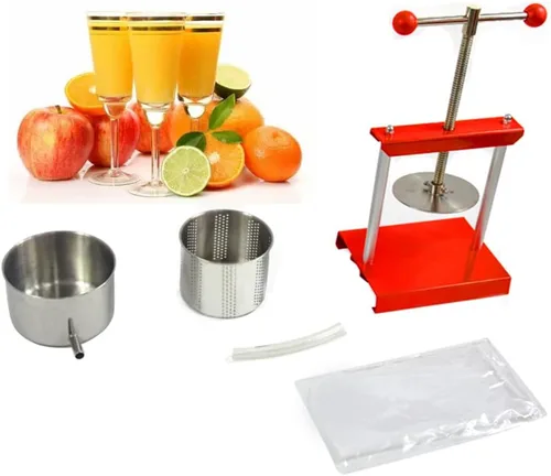 Vista 5 de Prensa manual de frutas de acero inoxidable de 6 litros, exprimidor fácil de limpiar para exprimir sidra, verduras, limones, extractor de jugo