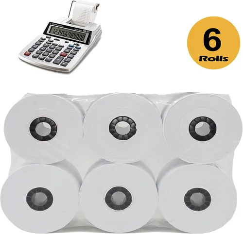 Vista 3 de (6 rollos) 2 1/4 x 150 pies, blanco, añadiendo rollos de papel de cinta de máquina, caja registradora premium de una capa/máquina