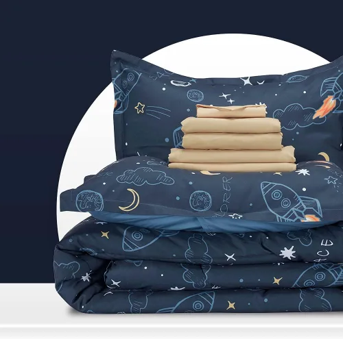 Vista 10 de SLEEP ZONE Juego de edredón de 5 piezas para niños, tamaño individual, súper lindo y suave, ropa de cama para niños en una bolsa, juego de 5 piezas