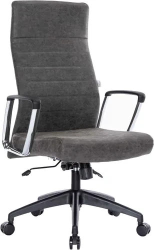 Vista 24 de LeisureMod Hilton Leather Executive Office Chair, Adjustable Height Negro
