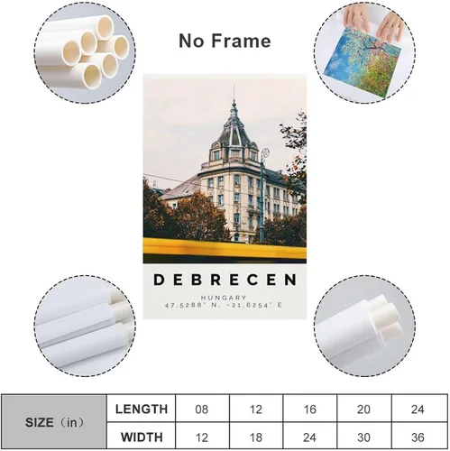 Vista 2 de Póster de Debrecen Impresión Colorida, Arte de Pared de Debrecen, Decoración de Fotos Debrecen, Impresión de Viaje de Debrecen, Póster de Pintura