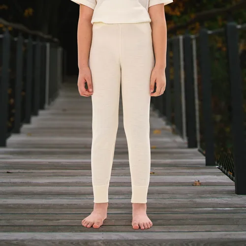 Vista 4 de Capa base de lana merino para niños y niños pequeños, pantalones superiores e inferiores, conjunto de ropa interior térmica larga para niños y niñas