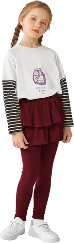 Vista 7 de Resinta Leggings para niñas con falda con volantes, pantalones de tutú cálidos, mallas sin pies, falda preciosa para niñas