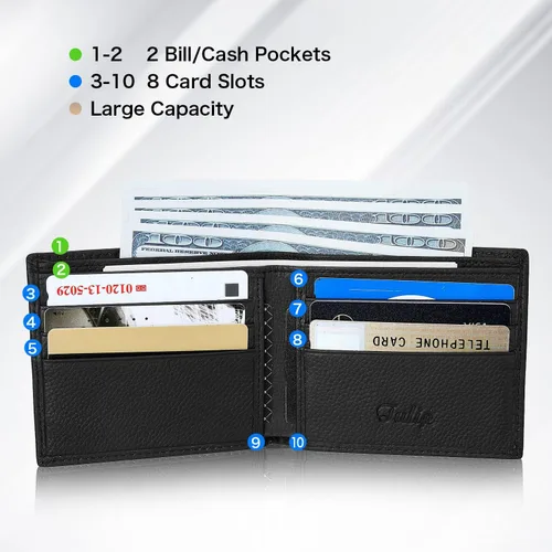 Vista 4 de Cartera para hombre, Negro -, Cartera plegable
