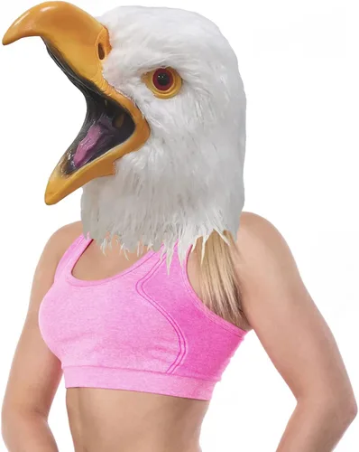 Vista 8 de Halford Eagle Mask, Closed Open Mouth White Eagle Head Mask, Novelty Latex Hawk Face Masks for Party Props
