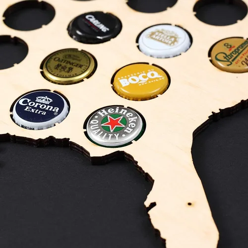 Vista 4 de All States Beer Cap Map Connecticut – 16 x 12 pulgadas – 56 tapas – Connecticut Beer Cap Holder – Madera contrachapada de abedul