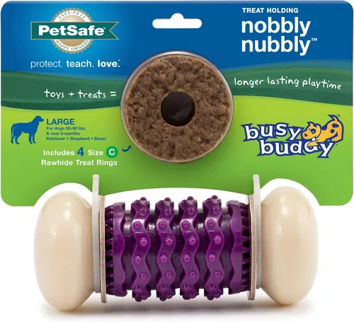 Vista 10 de PetSafe Busy Buddy Bristle Bone - Hueso de Cerdas - Juguete Duradero para Masticar para Perros con Cerdas y Protuberancias de Goma para la Salud