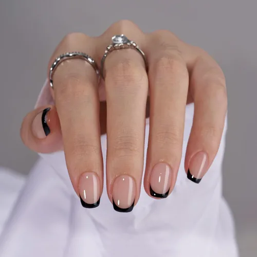 Vista 22 de BTArtbox - Uñas a presión, color crema de vainilla, cuadrado corto, melocotón degradado, 32 unidades 2+ Weeks Wear, Salon-Quality Natural Nails