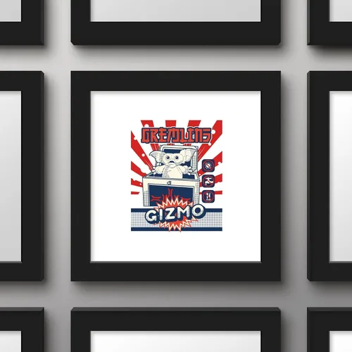 Vista 2 de Trends International Gallery Pops Gremlins - Arte de pared Gizmo Care, versión enmarcada negra, 12 x 12 pulgadas
