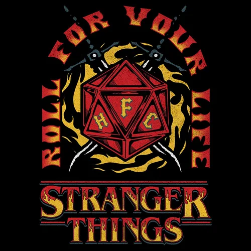 Vista 2 de Fifth Sun Camiseta Stranger Things Roll for Your Life Hellfire Club Flame Dice para hombre