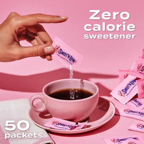 Vista 3 de Sweet'N Low paquetes de edulcorante cero calorías, 50 unidades, kosher y sin gluten, bajo índice glucémico, sobres individuales de edulcorante