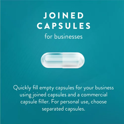 Vista 3 de PureCaps USA - Cápsulas de píldoras veganas vegetarianas vacías tamaño 0 1,000 pastillas unidas Transparentes Certificado sin OMG SLS