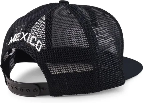 Vista 3 de Trendy Apparel Shop Hecho En Mexico Eagle 3D Bordado Flatbill Snapback Mesh Cap