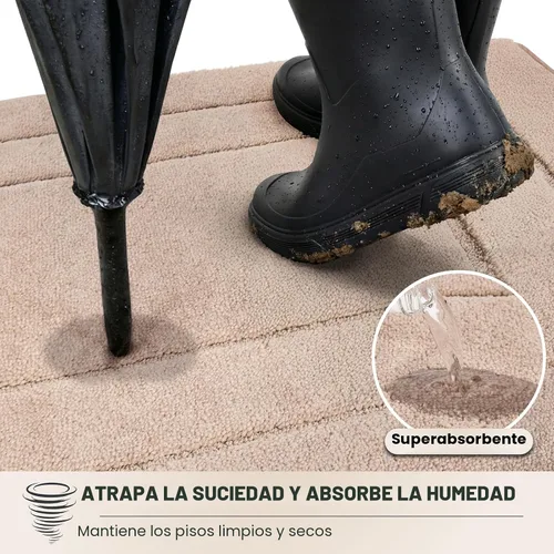 Vista 2 de PURRUGS Tapete para puerta que atrapa la suciedad, 20 x 31.5 pulgadas, antideslizante, lavable a máquina, tapete de entrada para perro, tapete