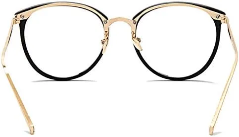 Vista 4 de Gafas unisex lisas, gafas retro con marco de metal, gafas redondas, lentes ópticas vintage, lentes transparentes