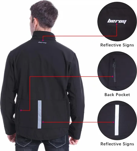 Vista 5 de Mens Cycling Jacket Running Fleece Windproof Reflective Warm Up Thermal Bike Jackets