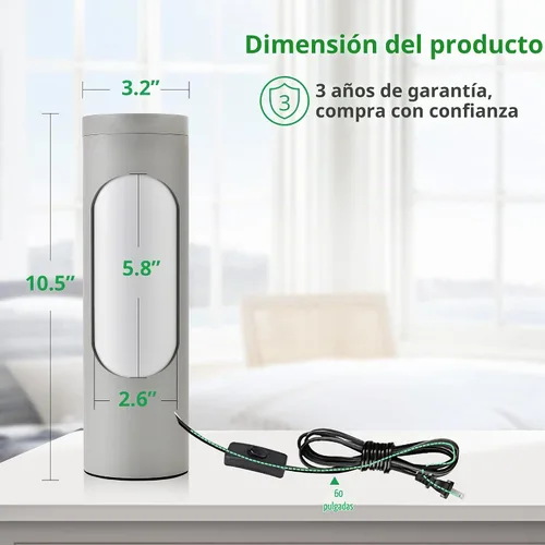 Vista 5 de LEDIARY Sliver Kosher Shabbos lámpara de mesa, bombilla T10 incluida
